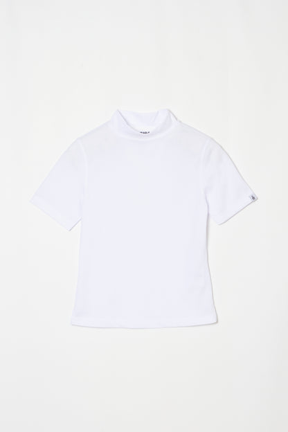 Mock Neck Cool Dry T-Shirt (Pure White)