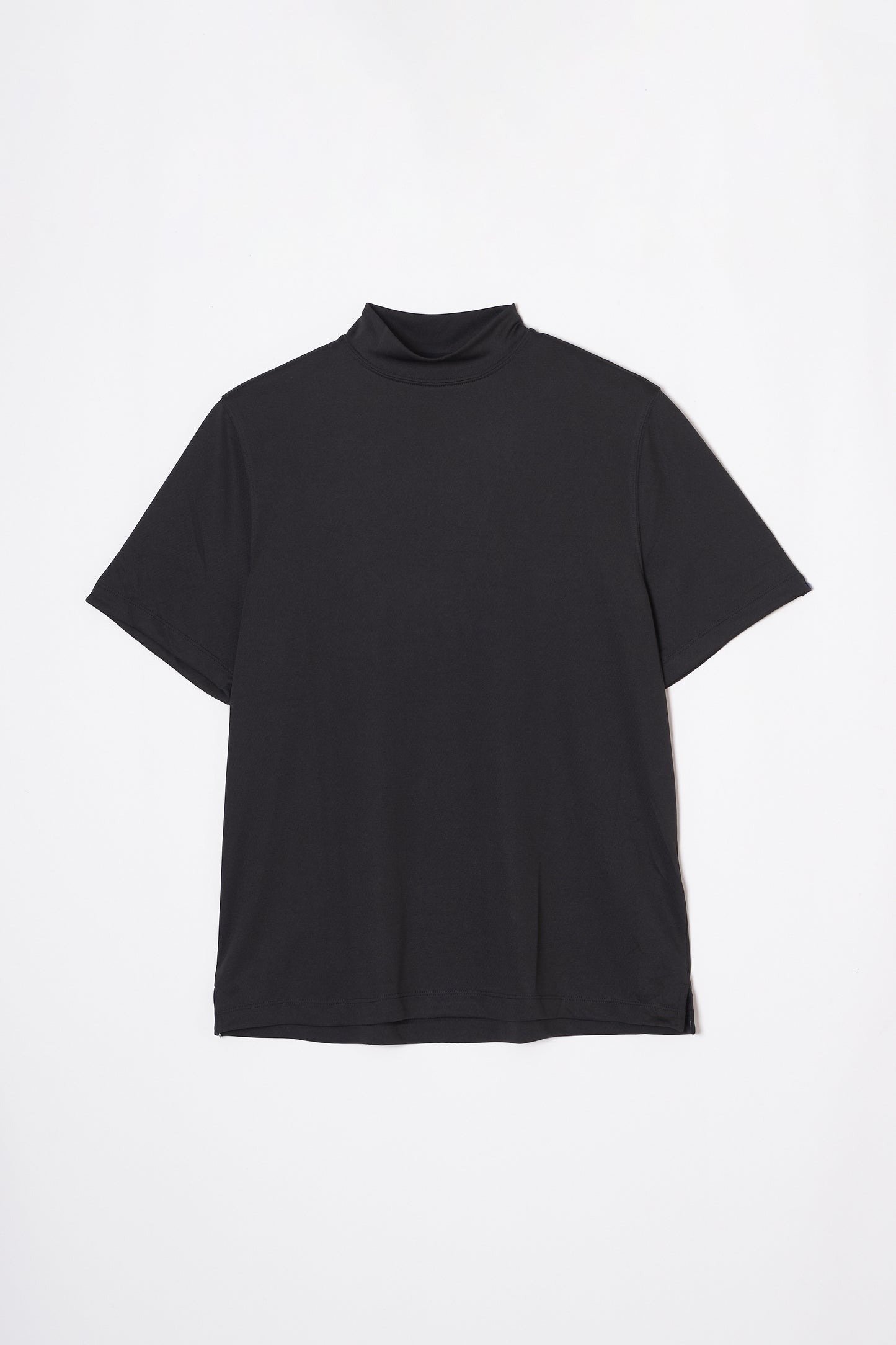 Mock Neck Cool Dry T-Shirt (Dark Black)