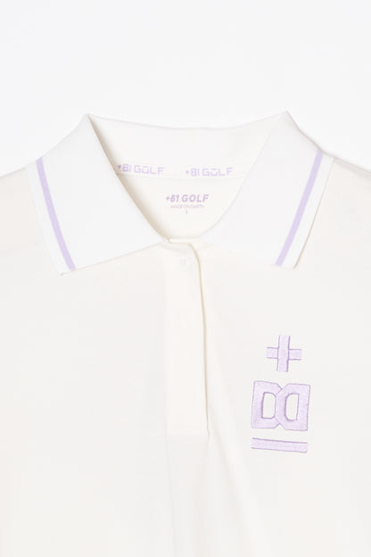 Polo-T  (Snow White+Lavender Purple)