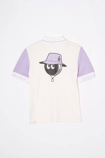 Polo-T  (Snow White+Lavender Purple)