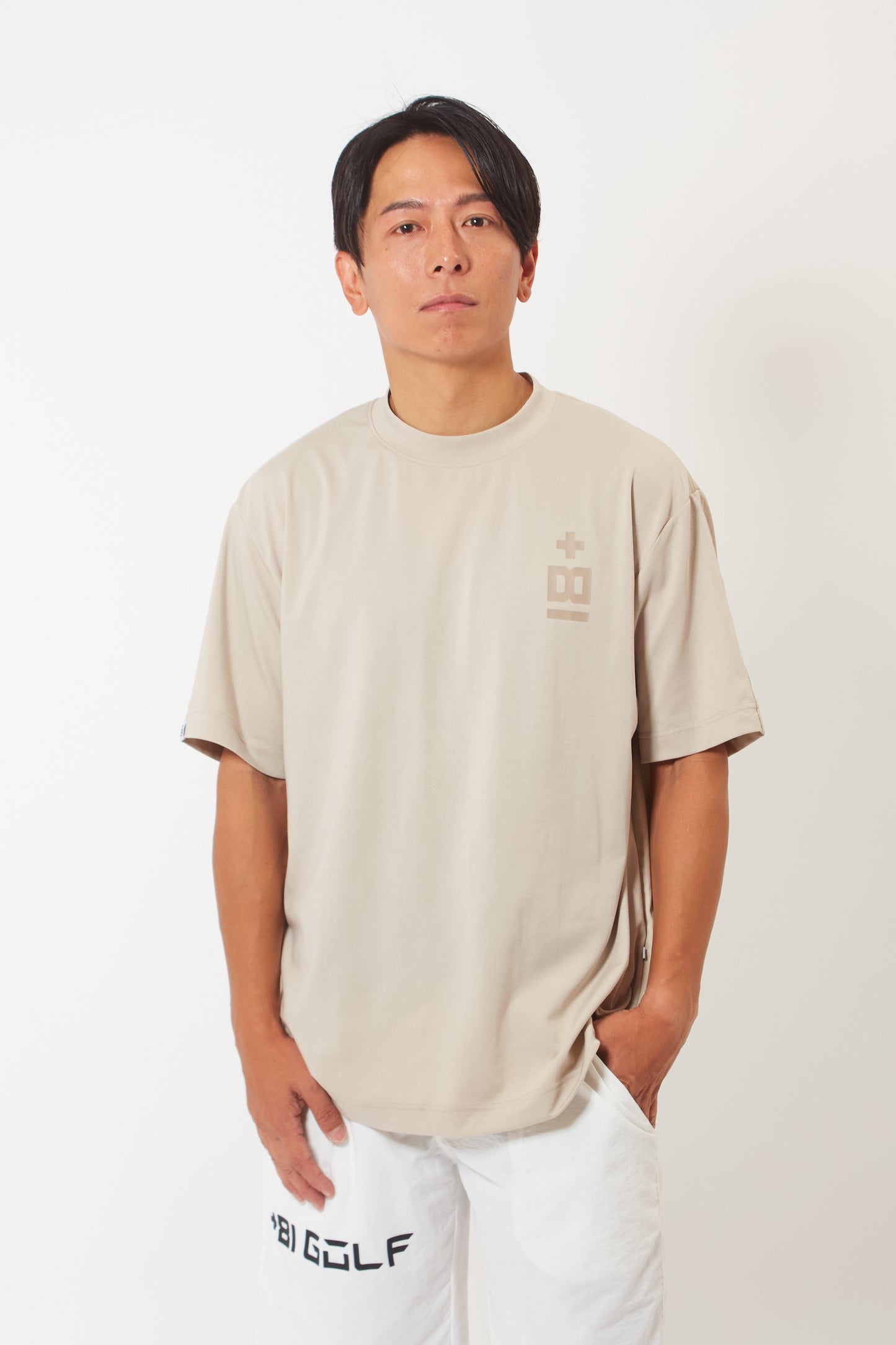 Mock Neck Dry T-shirt  (Mud Khaki)