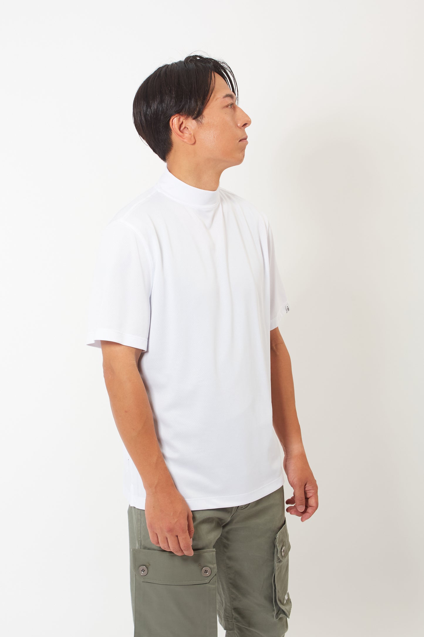 Mock Neck Cool Dry T-Shirt (Pure White)