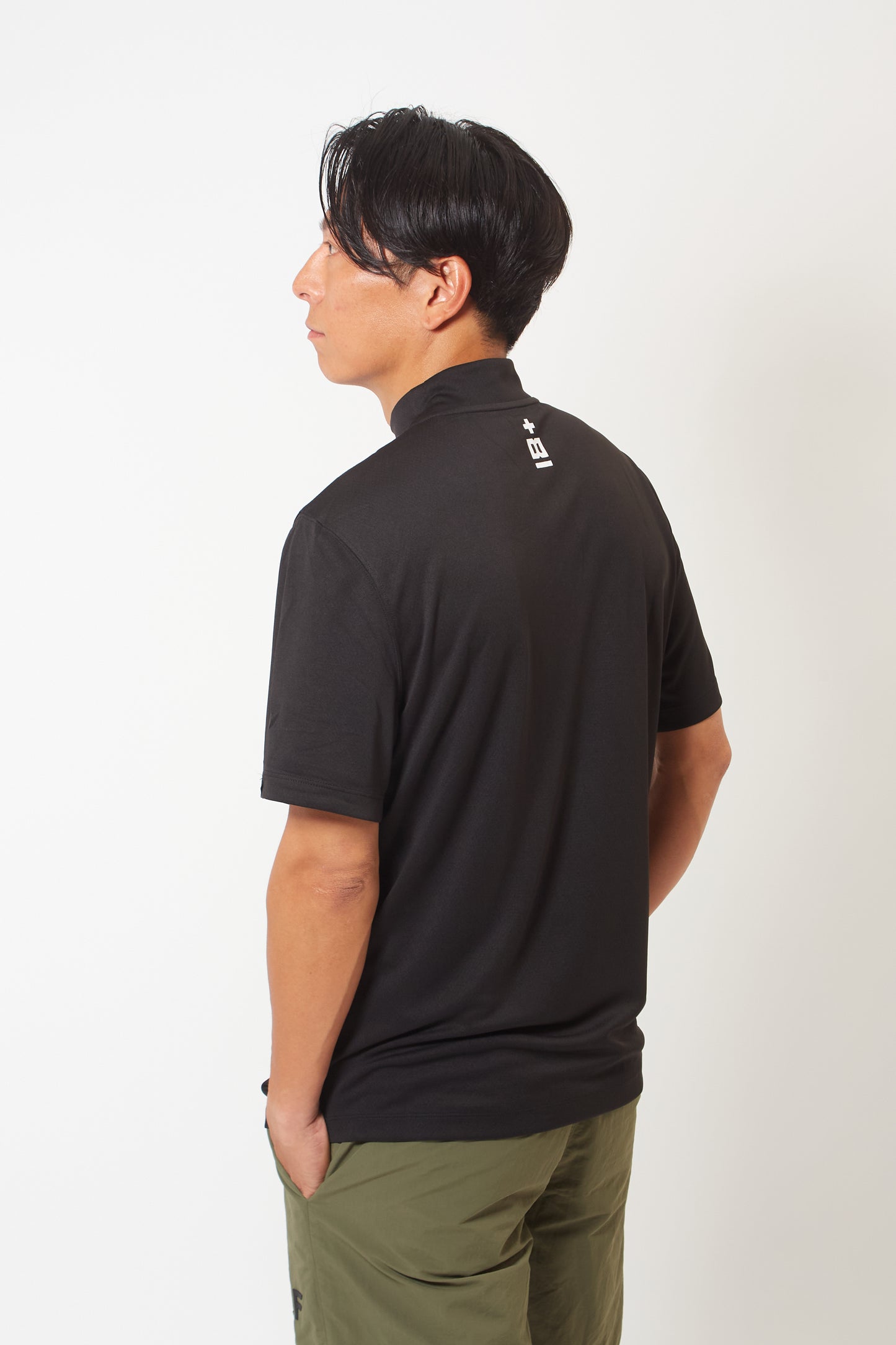 Mock Neck Cool Dry T-Shirt (Dark Black)