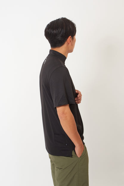 Mock Neck Cool Dry T-Shirt (Dark Black)