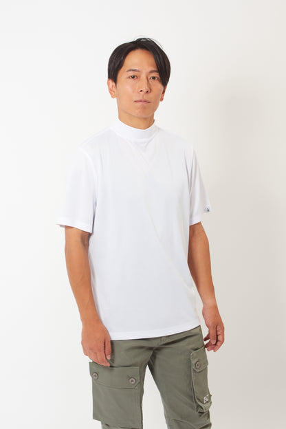 Mock Neck Cool Dry T-Shirt (Pure White)