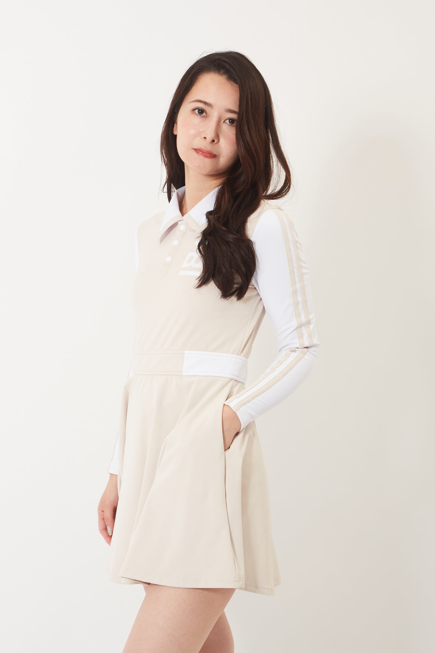 Long Sleeve A-Line Dress (Ivory)