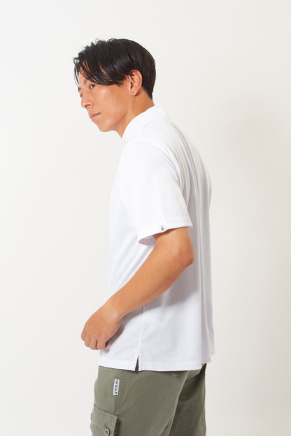 Mock Neck Cool Dry T-Shirt (Pure White)